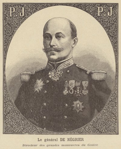 Generaal de Negrier, directeur van de grote manoeuvres van het Franse leger in Centre door French School